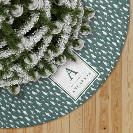 Falda Para El Árbol De Navidad De Poliéster Pequeños árboles | Monogramado Spruce Green