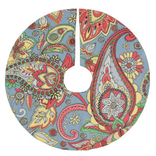 Falda Para El Árbol De Navidad De Poliéster Perfección Paisley: Patrón de cosecha oriental