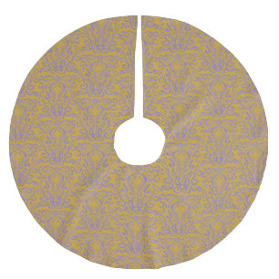 Falda Para El Árbol De Navidad De Poliéster Periwinkle Blue Damask Old World Gold
