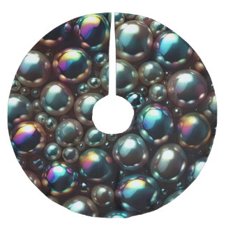 Falda Para El Árbol De Navidad De Poliéster Perlas negras