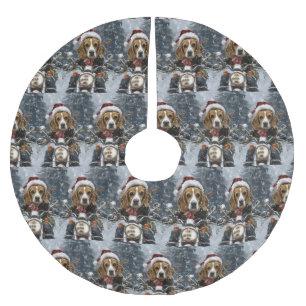 Falda Para El Árbol De Navidad De Poliéster Perrito Beagle Montando Motocicleta Navidad