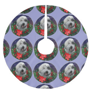 Falda Para El Árbol De Navidad De Poliéster Perro Pastor Inglés Antiguo