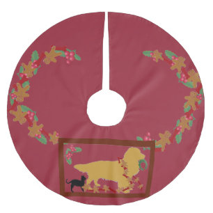 Falda Para El Árbol De Navidad De Poliéster Perro perdiguero de Skirt~Golden del árbol