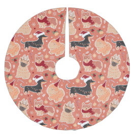 Falda Para El Árbol De Navidad De Poliéster Perros