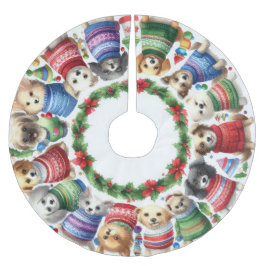 Falda Para El Árbol De Navidad De Poliéster Perros de color de agua en sudaderas