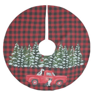 Falda Para El Árbol De Navidad De Poliéster Perros de granja de camiones de cosecha de color r