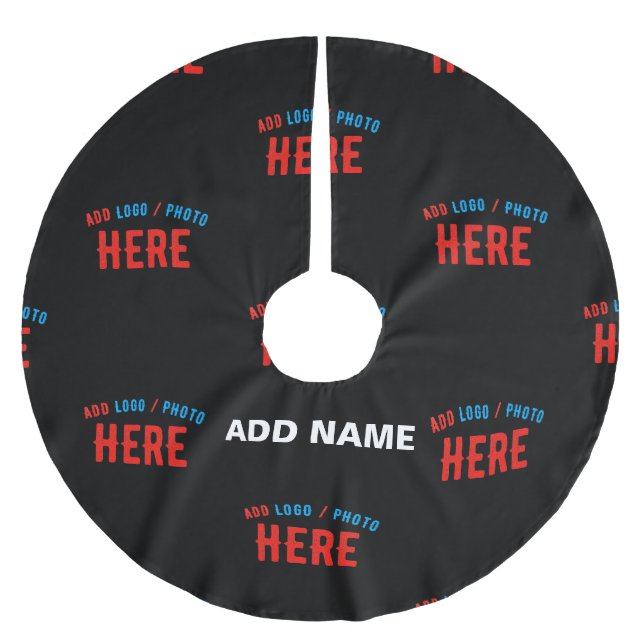 FALDA PARA EL ÁRBOL DE NAVIDAD DE POLIÉSTER PERSONALIZABLE MODERNO ESTILO NEGRO VERIFICADO MAR (Anverso)