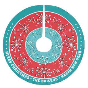 Falda Para El Árbol De Navidad De Poliéster Personalizado Atomic Sputnik Mid Century Moderno