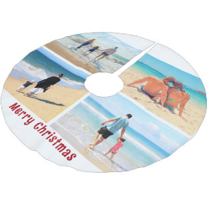 Falda Para El Árbol De Navidad De Poliéster Personalizado Collage de fotos ChristMass Tree Ski