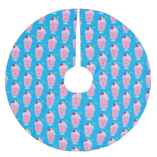 Falda Para El Árbol De Navidad De Poliéster Personalizado de helados de fresa de fresa