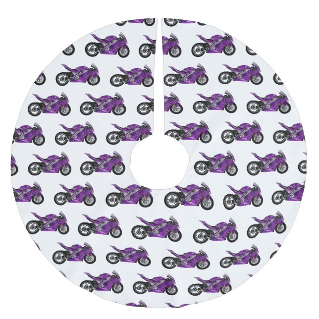 Falda Para El Árbol De Navidad De Poliéster Personalizado de motocicleta Purple (Anverso)