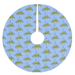 Falda Para El Árbol De Navidad De Poliéster Personalizado de pescadores de peces gordos y hamb