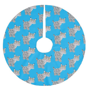 Falda Para El Árbol De Navidad De Poliéster Personalizado del lince del bobcat medio