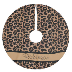 Falda Para El Árbol De Navidad De Poliéster Personalizado del modelo del leopardo