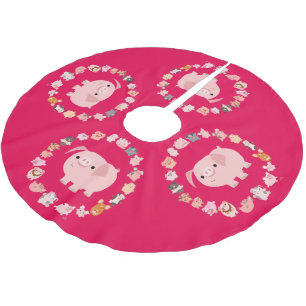 Falda Para El Árbol De Navidad De Poliéster Personalizado lindo Pig Mandala