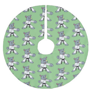 Falda Para El Árbol De Navidad De Poliéster Personalizado lindo rhino kung fu personalizado
