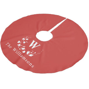 Falda Para El Árbol De Navidad De Poliéster Personalizado Minimalista Monogramado de la corona