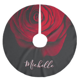 Falda Para El Árbol De Navidad De Poliéster Personalizado monograma rojo rosa vintage fotograf