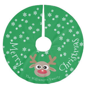 Falda Para El Árbol De Navidad De Poliéster Personalizados de renos Navidades copos de nieve b