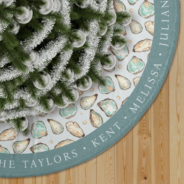 Falda Para El Árbol De Navidad De Poliéster Personalized Coastal Oyster Shell (Subido por el creador)