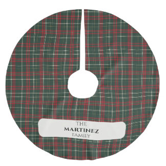 Falda Para El Árbol De Navidad De Poliéster Personalized Family Name Tartan Christmas Tree Ski