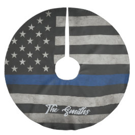 Falda Para El Árbol De Navidad De Poliéster Personalized Thin Blue Line American Flag