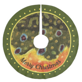 Falda Para El Árbol De Navidad De Poliéster Pesca guapo de trucha rota