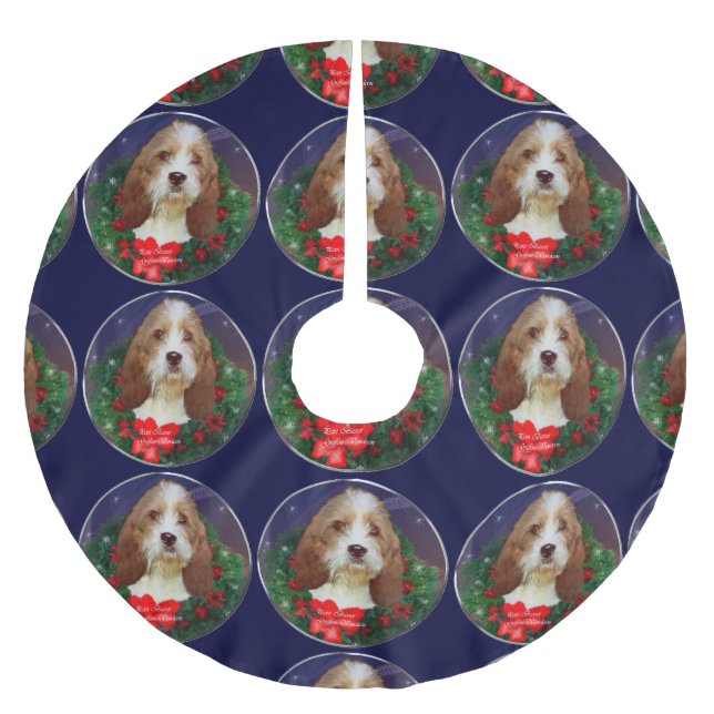 Falda Para El Árbol De Navidad De Poliéster Petit Basset Griffon Vendeen (Anverso)