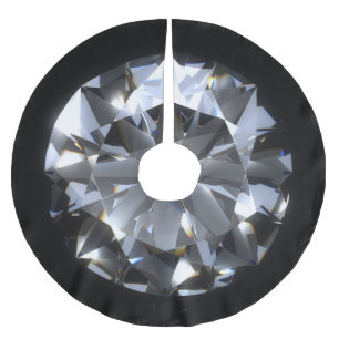 Falda Para El Árbol De Navidad De Poliéster Piedra de diamante: destello del espacio negro.