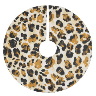 Falda Para El Árbol De Navidad De Poliéster Piel de leopardo acuático, gradiente de tintes.