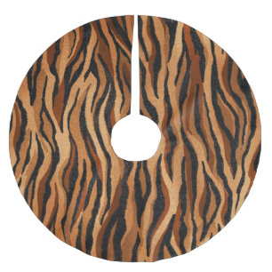 Falda Para El Árbol De Navidad De Poliéster Piel de tigre: patrón sin costuras dibujado a mano
