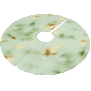Falda Para El Árbol De Navidad De Poliéster Piel de vaca Mint Green Gold