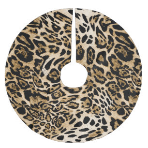 Falda Para El Árbol De Navidad De Poliéster Piel leopardo africana: Textura animal sin mar