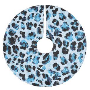 Falda Para El Árbol De Navidad De Poliéster Piel leopardo Cheetah: tinte vinícola acuarela
