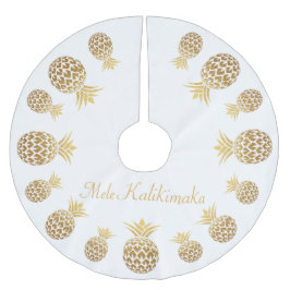 Falda Para El Árbol De Navidad De Poliéster Piña Dorada Mele Kalikimaka Navidad Hawaiana 
