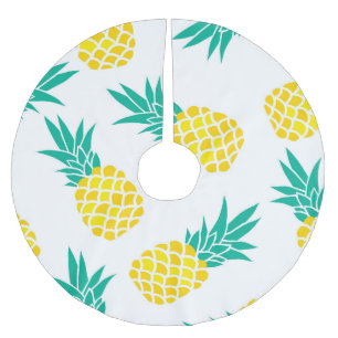 Falda Para El Árbol De Navidad De Poliéster Piñas Exóticas: Luz Amarilla.