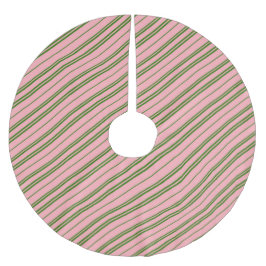 Falda Para El Árbol De Navidad De Poliéster Pink and Green Candy Cane Stripes 