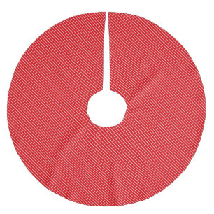 Falda Para El Árbol De Navidad De Poliéster Pinstripes diagonales: rojo profundo y blanco