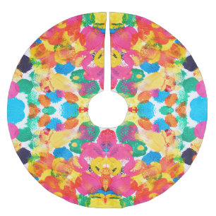 Falda Para El Árbol De Navidad De Poliéster Pintura abstracta colorida linda