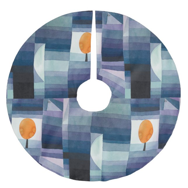 Falda Para El Árbol De Navidad De Poliéster Pintura azul del árbol abstracto de Paul Klee (Anverso)