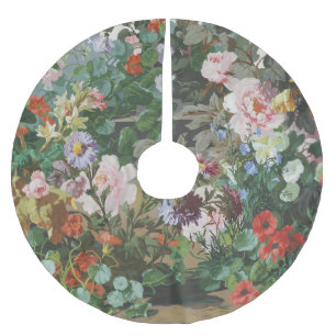 Falda Para El Árbol De Navidad De Poliéster Pintura floral de flores coloridas vintage bonitas