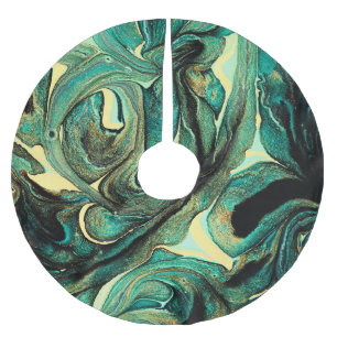 Falda Para El Árbol De Navidad De Poliéster Pinturas acrílicas Aquamarinas: fondo abstracto.