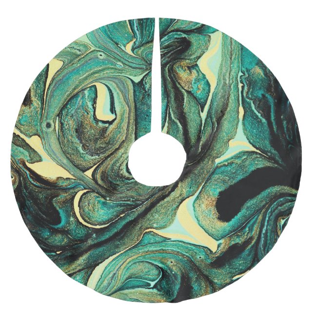 Falda Para El Árbol De Navidad De Poliéster Pinturas acrílicas Aquamarinas: fondo abstracto. (Anverso)