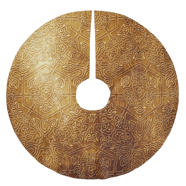 Falda Para El Árbol De Navidad De Poliéster Placa Metalizado Ornate Classic (Anverso)