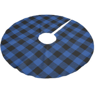 Falda Para El Árbol De Navidad De Poliéster Placa Rustic Blue and Black Buffalo Check