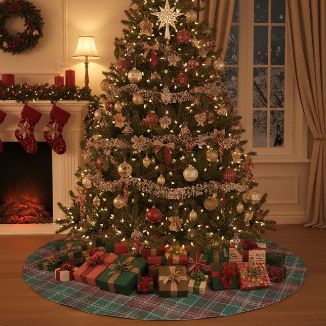 Falda Para El Árbol De Navidad De Poliéster Plaid de Otoño Rústico (Subido por el creador)