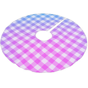 Falda Para El Árbol De Navidad De Poliéster Plaid Gingham Pink Blue Moderno Simple Check