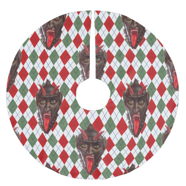 Falda Para El Árbol De Navidad De Poliéster plaid navidades krampus (Anverso)