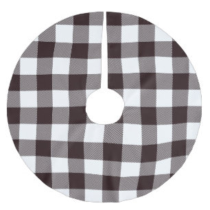 Falda Para El Árbol De Navidad De Poliéster Plaid Rústico Country Personalizado en Blanco y Ne