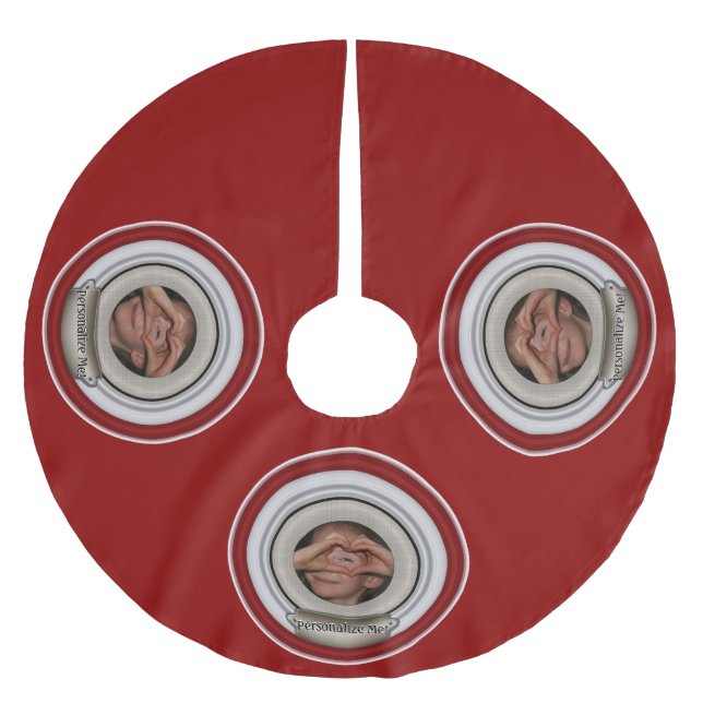 Falda Para El Árbol De Navidad De Poliéster Plantilla personalizada de marco de fotos (Anverso)